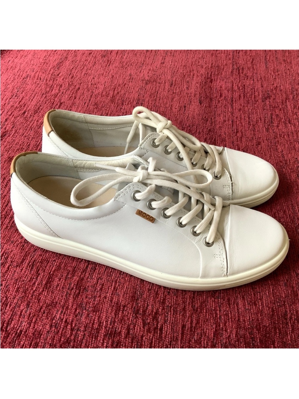 ECCO Soft 7 Leather Sneakers Women Size US 10-10.5 EU 41 Wide White Lace Up